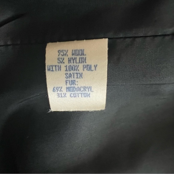 Vintage Saks 5th Ave Teri Jon Lightweight Black Fur Accent Car  Coat 14 - Picture 9 of 14